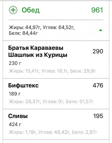 меню обед